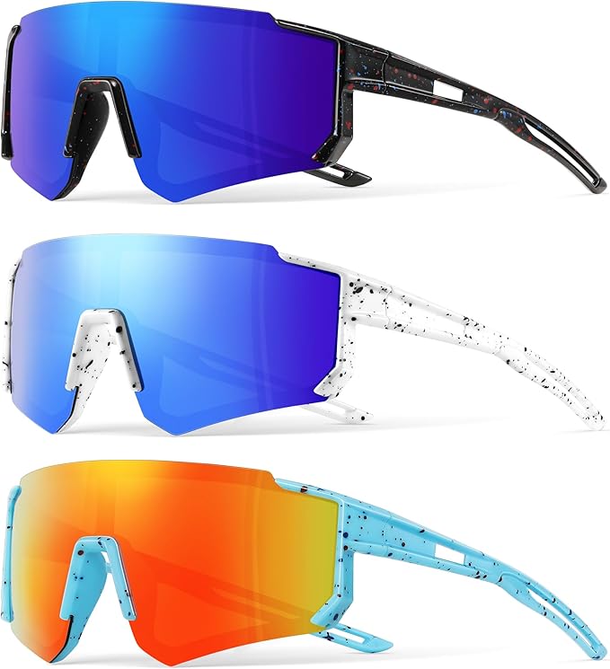 3PACK Kids Sunglasses Youth Baseball Sunglasses for Boys Girls Age 4-12,Softball Sports Cycling Goggles UV Protection