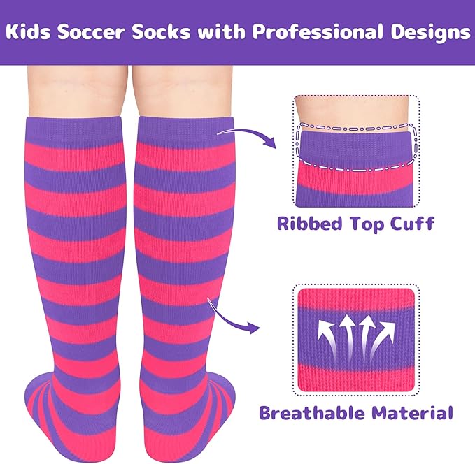 Olreco 1 Pack Toddler Kids Youth Soccer Socks Girls Boys Baseball Socks Youth Knee High Softball Football Accessories Cotton