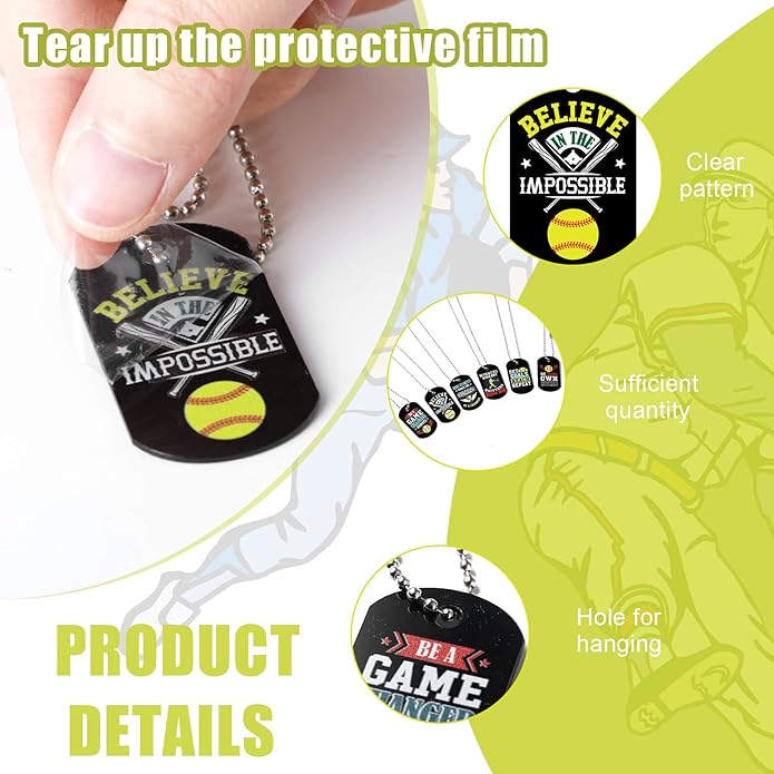 Moukeren 24 Pcs Motivational Dog Tag Necklaces Acrylic Dog Tags with Metal Beaded Chain Encouraging Cheerleaders Gifts for Team Favors