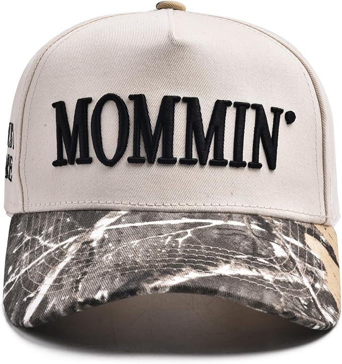 Women’s Mommin Trucker Hat – Vintage Two-Tone Ponytail Baseball Cap, Embroidered Adjustable Hat, Great Gift for Mom & Women