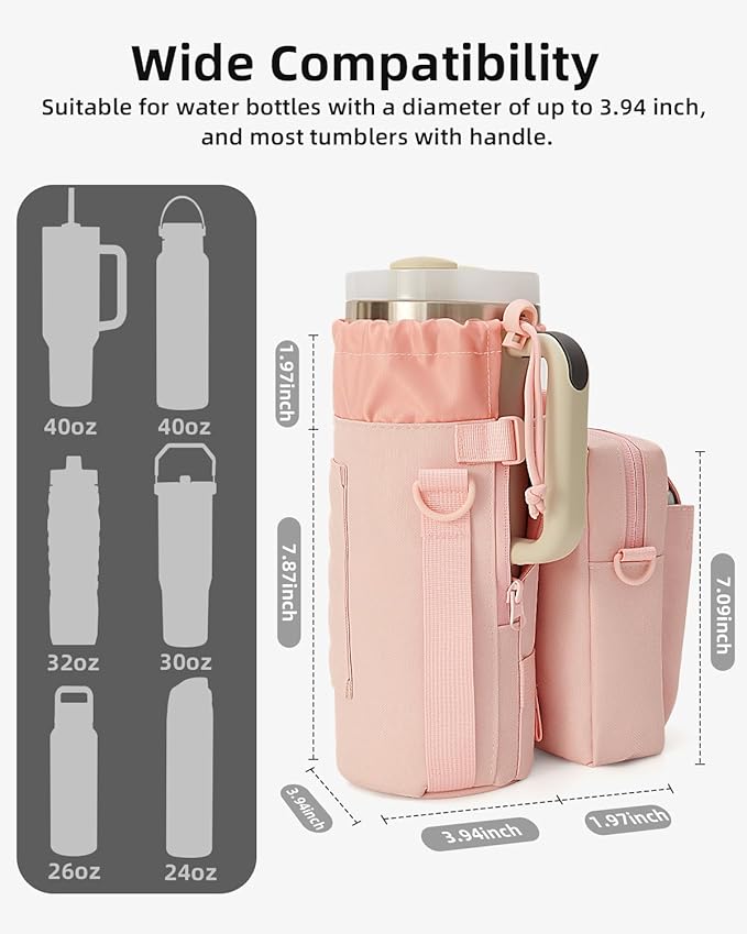 Nefeeko Magnetic Gym Bag, Water Bottle Holder with Phone Pouch, Adjustable Sling Strap, Detachable 2-in-1 Design, Gym Accessories for Men and Women, Water Bottle Bag for Fitness, Sports, Travel