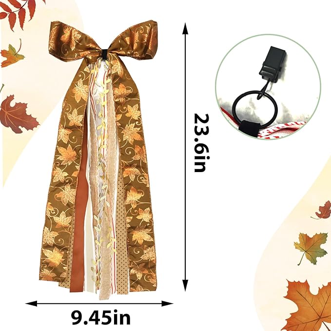 Large Maple Leaf Ribbons Bow for Wreath - Image 2