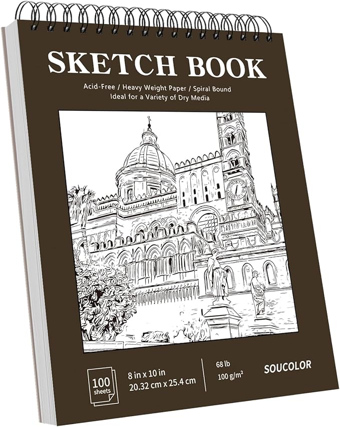 Soucolor 8" x 10" Blank Spiral Notebook| 100 Sheets 68lb/100gsm| Classroom Must by Soucolor