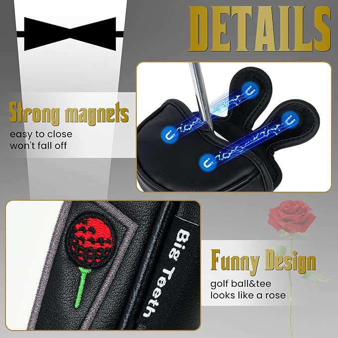 The Golf Father Funny Golf Club Covers, Driver Fairway Wood Hybrid Headcover, Mallet Putter Covers Blade Headcovers Putter Cover Magnetic, Black and White Color Iron Covers for Most Brands