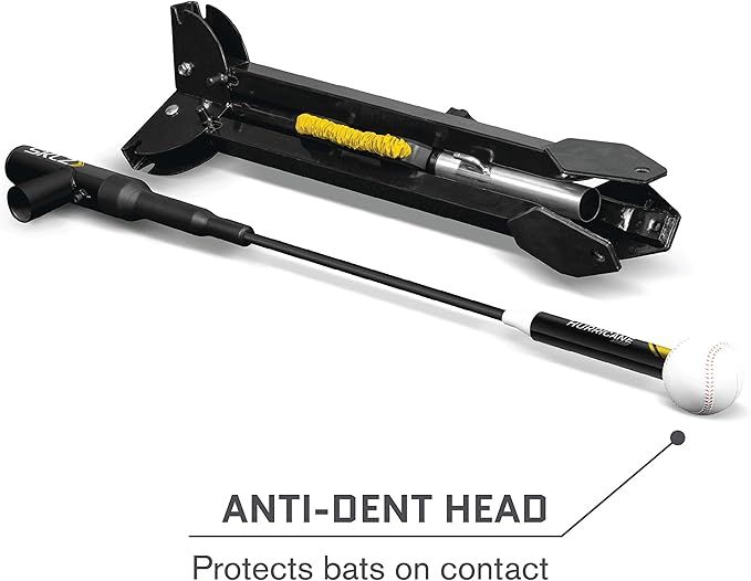 SKLZ Hurricane Baseball and Softball Swing Trainer, Adjustable Power Band System with Anti-Dent Ball Head, Height 23 to 38 Inches, Solo Hitting Practice for Youth Ages 14 and Under