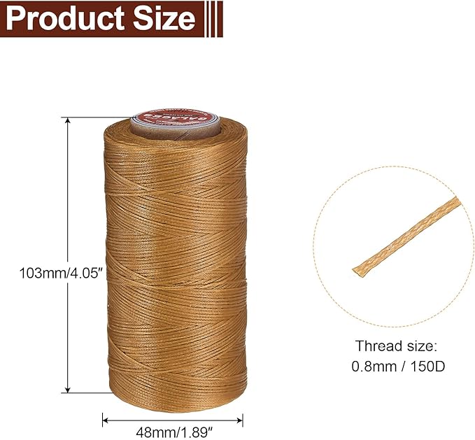 uxcell Flat Leather Sewing Waxed Thread, 270m / 295 Yards Polyester Wax String - Image 2