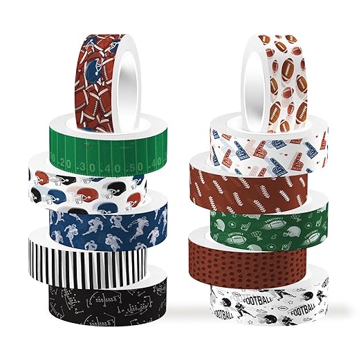 12 Rolls Football Washi Tape Sports Rugby Masking Tape Sport Decorative Tape by Unknown