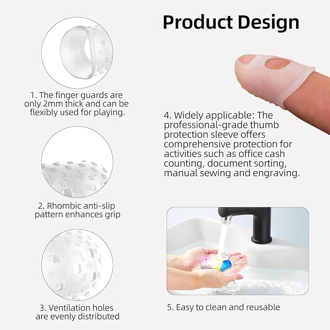 Guitar Fingertip Protector Silicone Thimble 20 PCS Rubber Finger Tips - Image 4