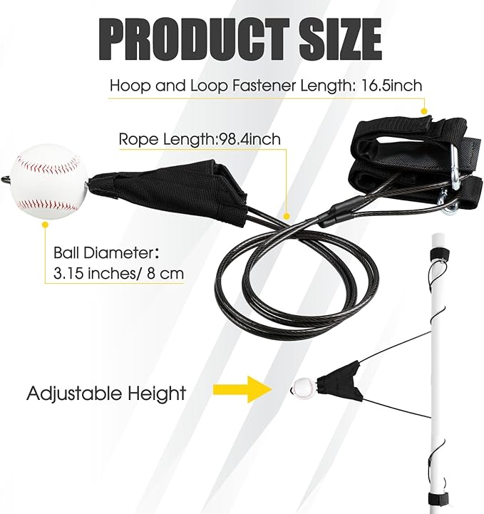 Jenaai Batting Swing Trainer Ball Hitting Trainer Batting Practice Equipment Adjustable Height Ball Hitting Accessories for Home Outdoor Training, Improve Swing Skills