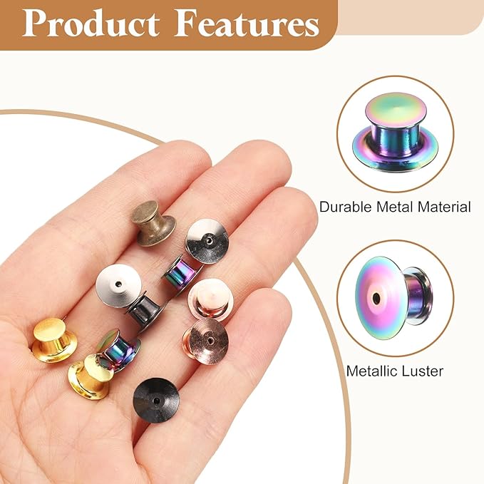 uxcell 30Pcs Metal Locking Pin Backs, Pin Keepers Locking Clasp Flat Head Clamp - Image 3