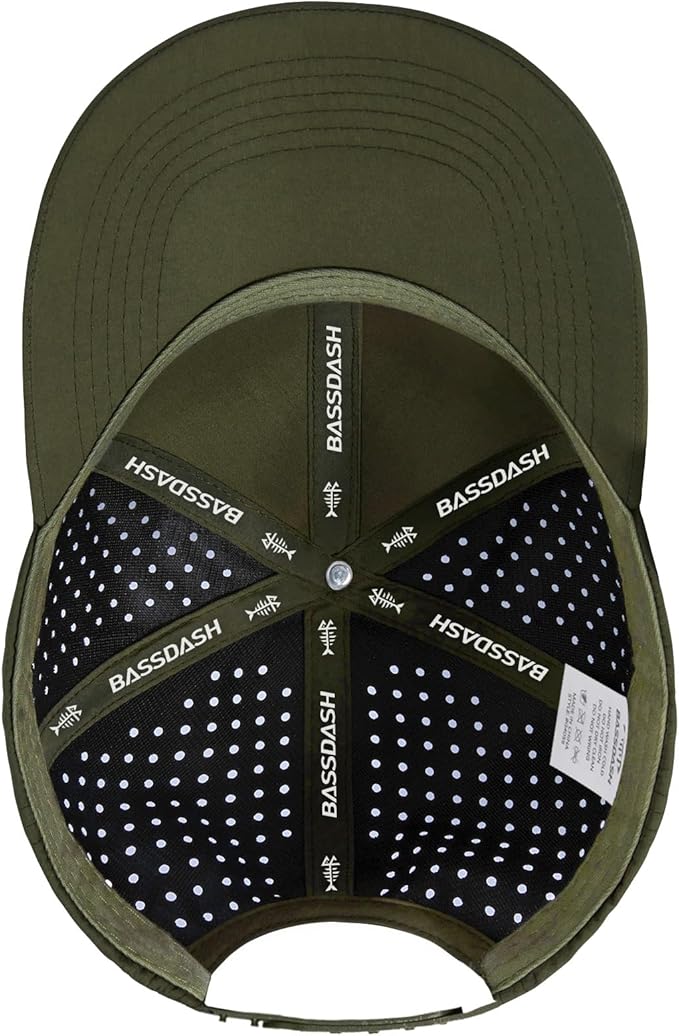BASSDASH UPF 50+ Quick Dry Baseball Cap Water Resistant Laser Cut Mesh Snapback Hat for Men Women Fishing Hiking FH14