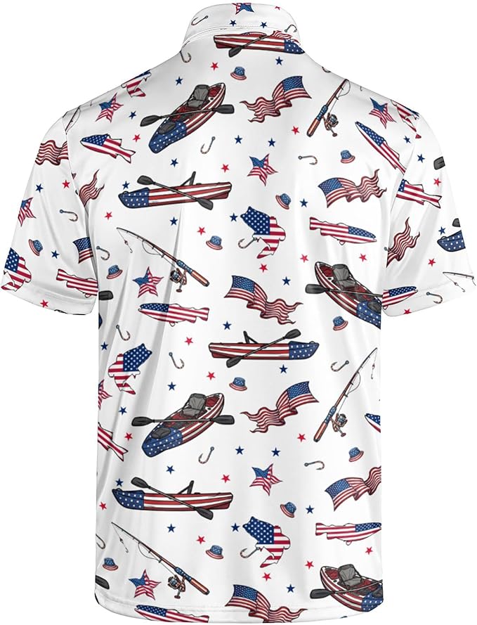 Golf Polo Shirts for Men Funny Print Short Sleeve Golf Shirts Performance Golf Polos