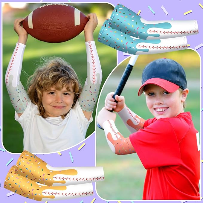 Newcotte 12 Pairs Arm Sleeves for Kids Compression Football Baseball Arm Sleeve Youth UV Protection Breathable Cooling Sleeve