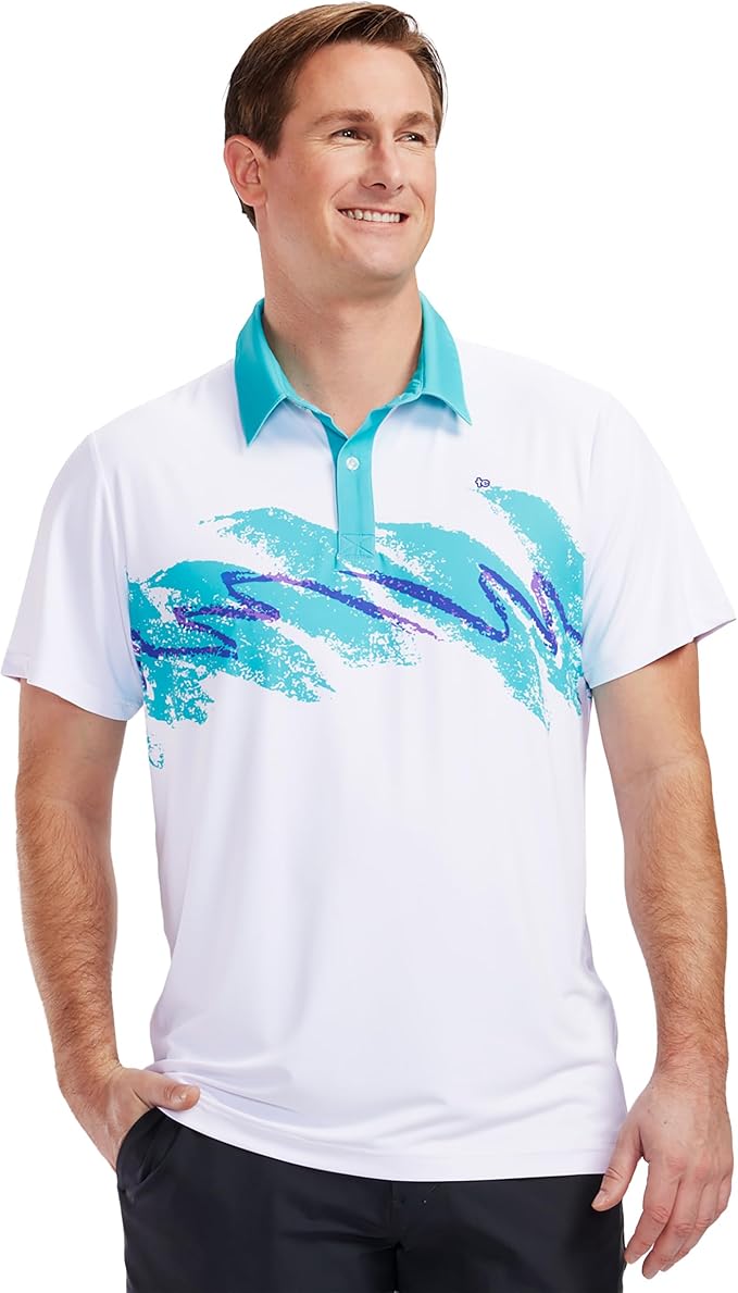 Tipsy Elves Men's Performance Golf Shirt - 4-Way Stretch, Quick Dry, Athletic Cut - Golf Polo