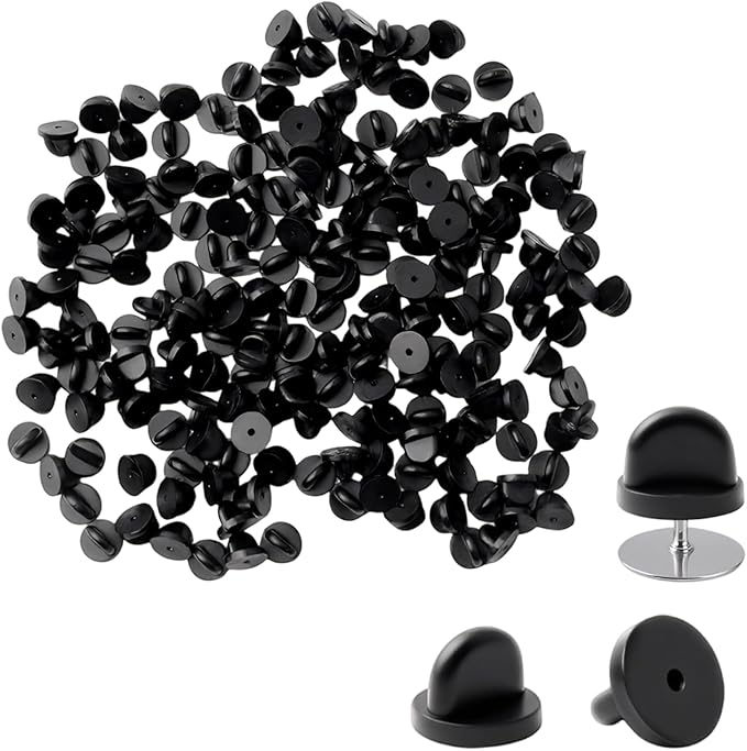 200 Pcs Black Rubber Pin Backs, Enamel Pin Backs, PVC Rubber Lapel Pin Backs by Unknown