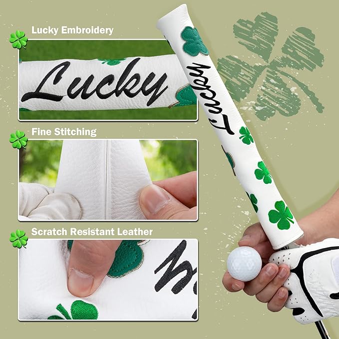 Craftsman Golf Green Lucky Clover Driver Wood Hybrid Headcover Blade Mallet Putter Cover for Scotty Cameron Taylormade Odyssey Also for Custom Version with Your Name Stitched