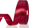 1 Inch Dark Red Solid Satin Ribbon, 50 Yards Craft Fabric Ribbon by YASEO