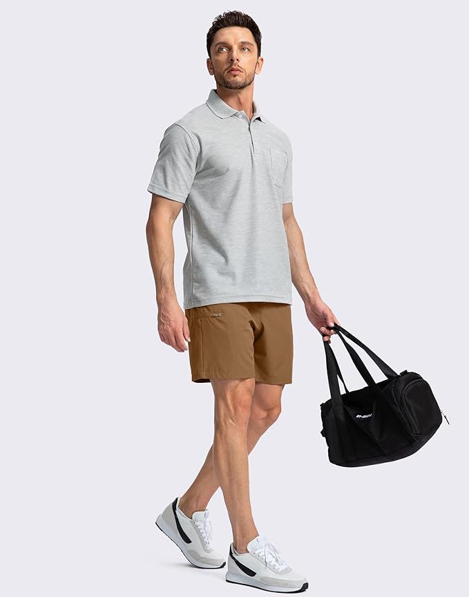 Pinkbomb Men's Golf Shorts with 6 Pockets Stretch Quick Dry Hiking Work Dress Shorts for Men