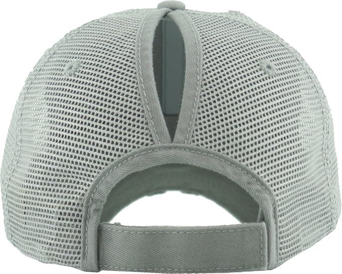 Classic Plain Ponytail Messy High Bun Headwear Adjustable Cotton Trucker Mesh Glitter Hat Baseball Cap
