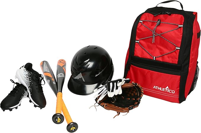 Athletico Youth Baseball Bag - Bat Backpack for Baseball, T-Ball & Softball Equipment & Gear | Holds Bat, Helmet, Glove | Fence Hook