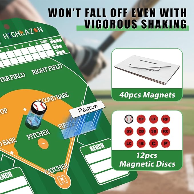 Magnetic Baseball Lineup Board with Bag - Dry Erase Coaching Board for Baseball,Softball Lineup Cards Marker Boards,Baseball Lineup Board for Dugout,Baseball Clipboard for Coaches