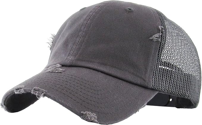 Funky Junque Trucker Hat for Women – Distressed Low Profile Western Camo Baseball Cap with Mesh, Trendy and Adjustable Fit