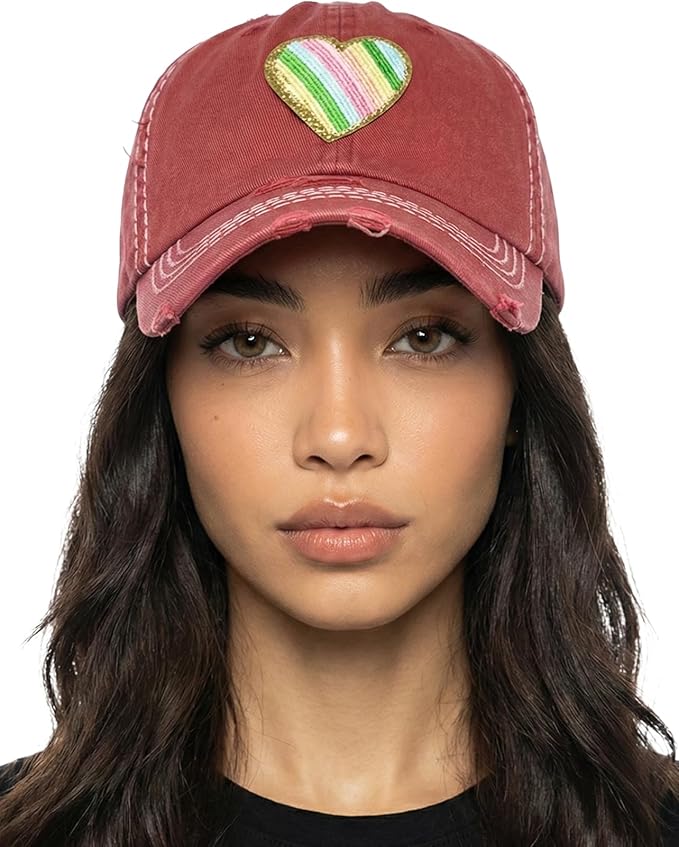 Funky Junque Distressed Vintage Baseball Cap - Embroidered Patch Women's Hat - Holiday, Lifestyle & Patriotic Designs