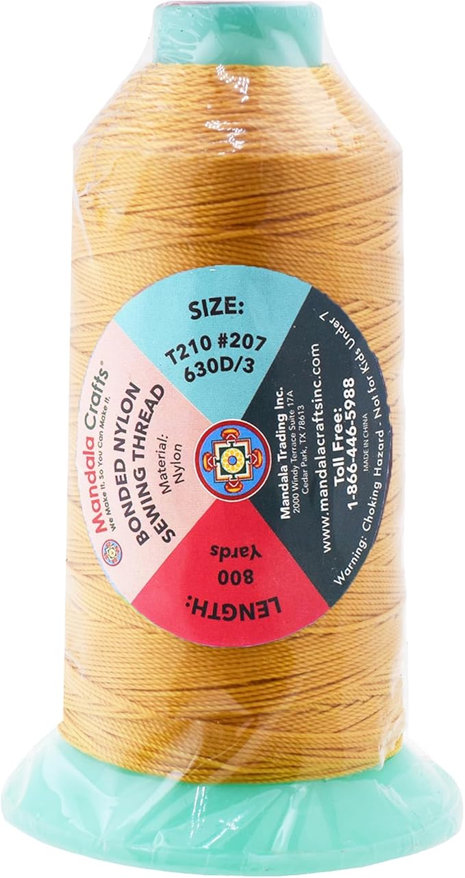 Mandala Crafts Bonded Nylon Thread Gold Heavy Duty Sewing Threads - Image 3