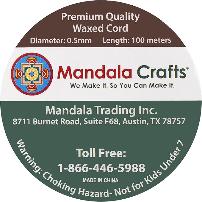 Mandala Crafts 0.5mm 109 Yards Light Blue Cotton Waxed Cord - Image 3