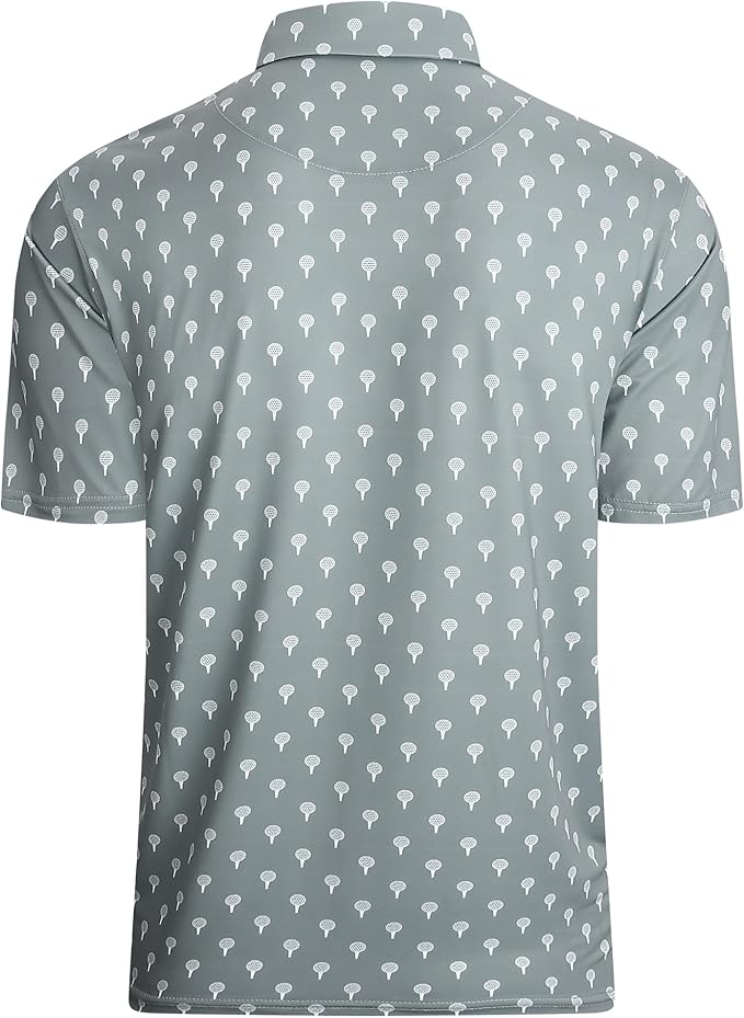 Alex Vando Mens Golf Shirt Moisture Wicking Quick-Dry Print Performance Polo Shirts for Men