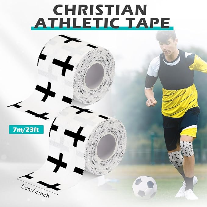 TrelaCo 2 Pcs Wrist Tape Baseball Cross Athletic 2in x 23ft Cotton Cross Wrist Tape Serrated Edges for Fingers Ankles Injury Wrap, Football Baseball Hockey Soccer (White)