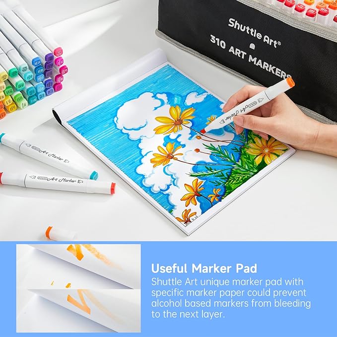 Shuttle Art 310 Colors Alcohol Markers, 309 Colors Dual Tip Art Marker Set Plus - Image 5