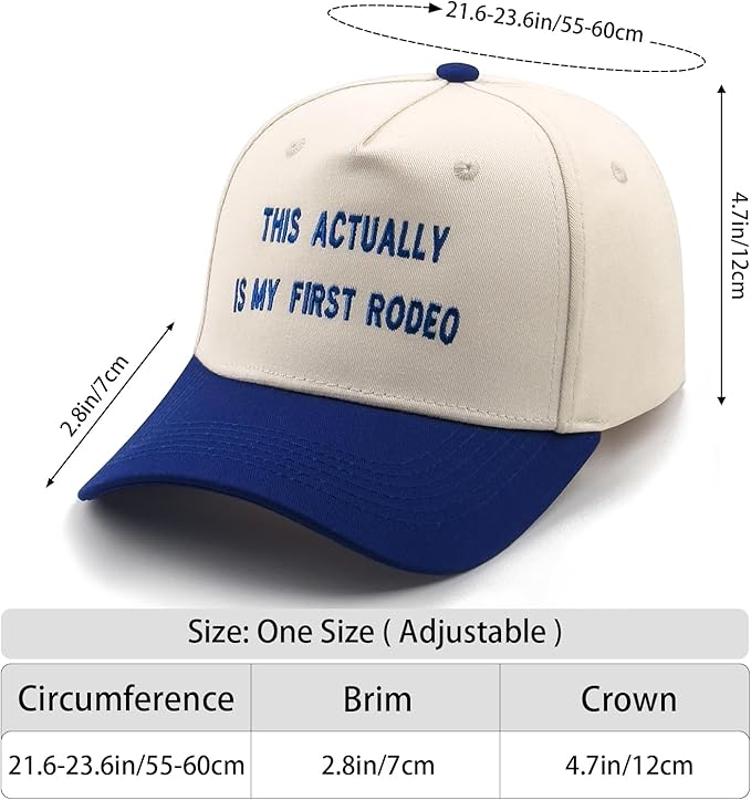 Two-Tone Cotton Baseball Cap with Embroidered Western Sayings - Adjustable Cowboy Style Hat for Men and Women