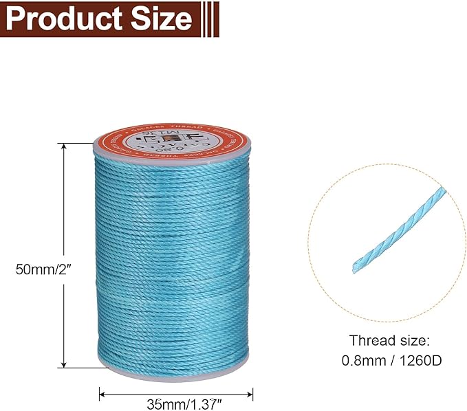 uxcell Round Leather Sewing Waxed Thread, 55m / 60 Yards Polyester Wax String - Image 2