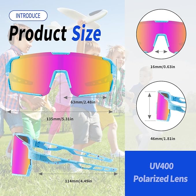YDAOWKN Kids Sunglasses Youth Baseball Sunglasses Boys Girls Softball Cycling UV400 Protection Sports Goggles