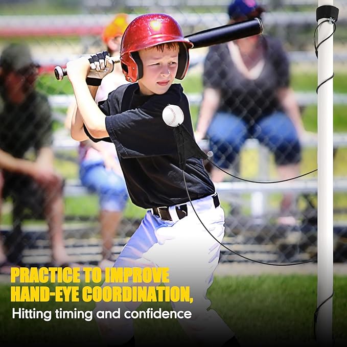 Jenaai Batting Swing Trainer Ball Hitting Trainer Batting Practice Equipment Adjustable Height Ball Hitting Accessories for Home Outdoor Training, Improve Swing Skills