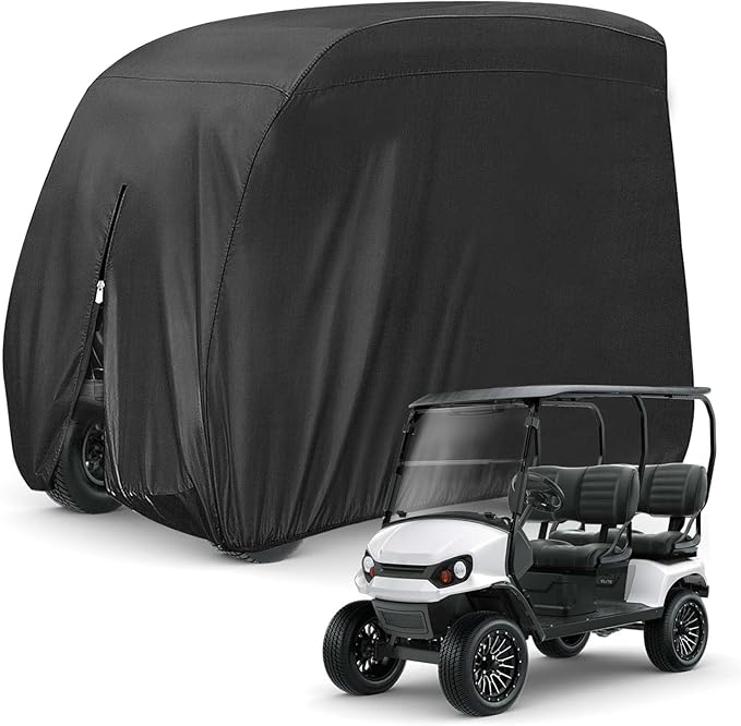 KISEER 4 Passenger 420D Waterproof Golf Cart Cover fits EZ GO Club Car Yamaha, Sunproof Dustproof