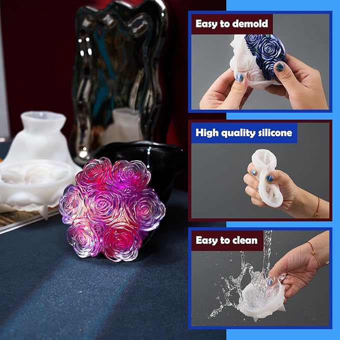 Epoxy Resin Storage Box Silicone Molds A Bouquet of Roses Jar - Image 5