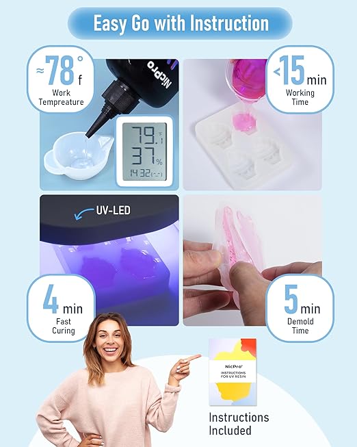 Nicpro UV Resin 500g, High Viscosity & Quick Curing Glue Hard - Image 5