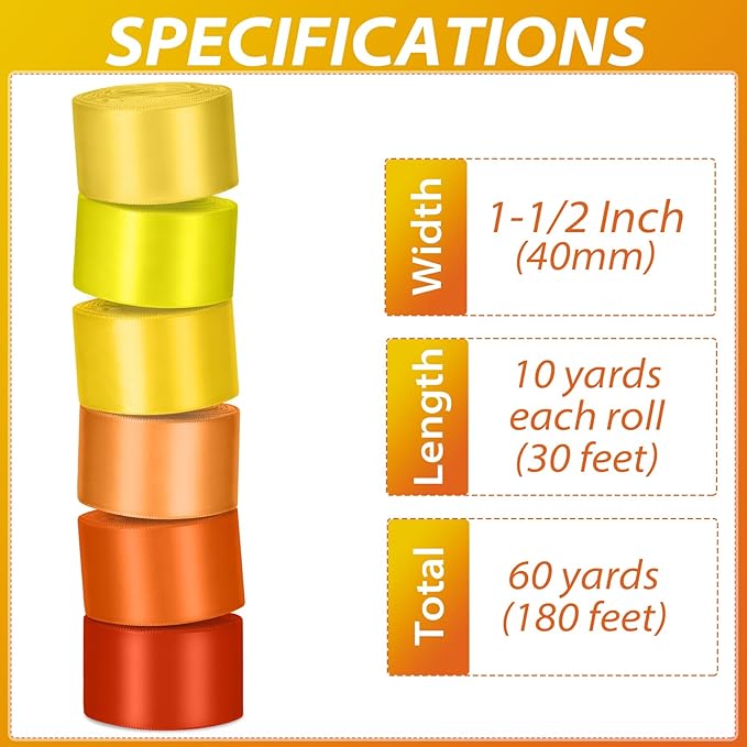 1-1/2 Inch Orange Satin Ribbons - Image 2
