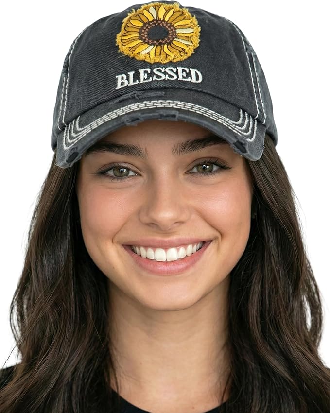 Funky Junque Distressed Vintage Baseball Cap - Embroidered Patch Women's Hat - Holiday, Lifestyle & Patriotic Designs