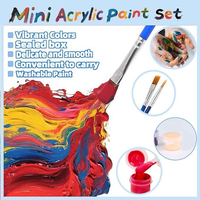 OLINGYOU 50 Pack Mini Acrylic Paint Set, 12 Colors Washable Paint Strips - Image 3