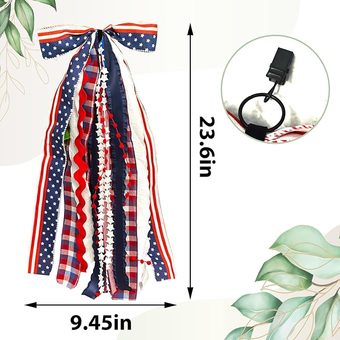 Large Patriotic Star Ribbon Bow - Image 2