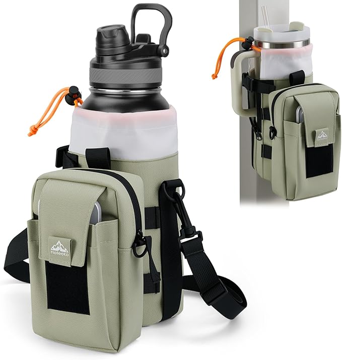 Nefeeko Magnetic Gym Bag, Water Bottle Holder with Phone Pouch, Adjustable Sling Strap, Detachable 2-in-1 Design, Gym Accessories for Men and Women, Water Bottle Bag for Fitness, Sports, Travel