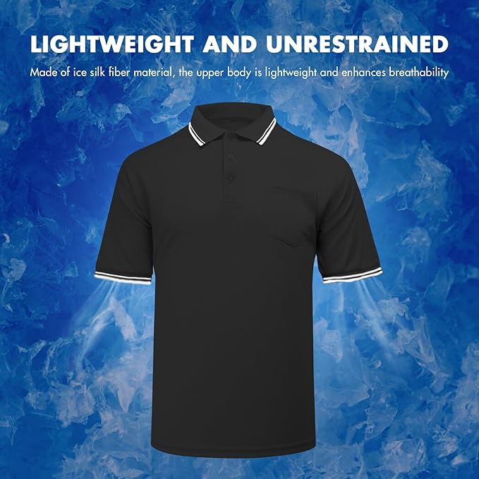 redgino Men's Baseball Softball Umpire Shirt Short Sleeve Polo Ref Jersey Referee Gear - Sized for Chest Protector