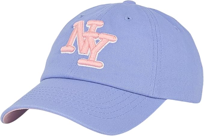NY 3D Embroidered Cotton Dad Hat – New York Baseball Cap, Adjustable Metal Buckle Strap, Unstructured Low-Profile Style
