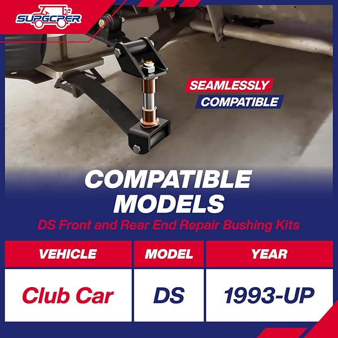 Club Car DS Deluxe Repair Bushing Kit, 1993-UP Golf Cart Front Rear End Bushing Kit for Club Car DS, Club Car King Ping Repair Kit, Club Car Front End Rebuild Kit OEM# 1015583 1016386 1016384