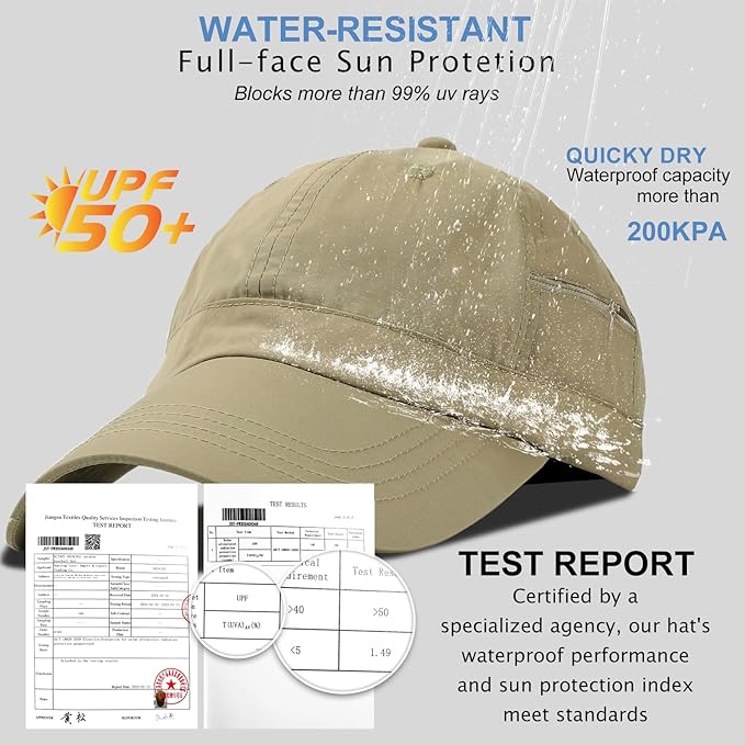 Mens Water-Resistant Baseball Cap Womens Rain Hat Foldable Outdoor Running Sun Fishing hat