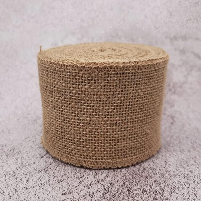 INSPIRELLE 3" Natural Burlap Fabric Roll 10 Yards Jute Ribbon - Image 2