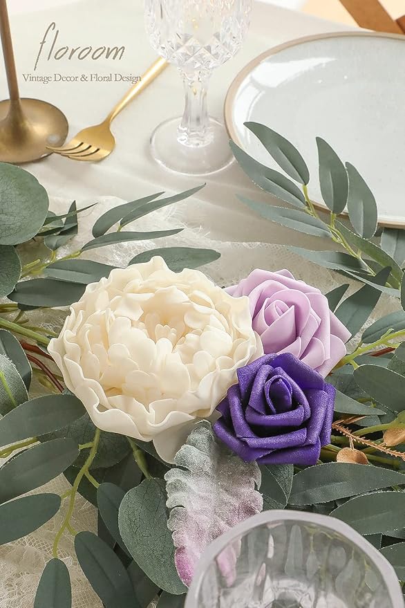 Floroom Artificial Flowers 16pcs 4" Cream Blooming Peonies Real Looking Foam - Image 4